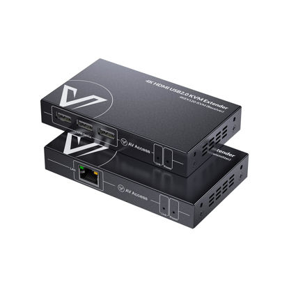 Picture of AV Access 4K HDMI KVM Extender, 120m/394ft Ethernet Extender Over Cat5e/6, 1080P@120Hz, 3X USB 2.0 Ports, Zero-Latency, Plug and Play, KVM Webcam Extender for Gaming, Data Centers & Classrooms