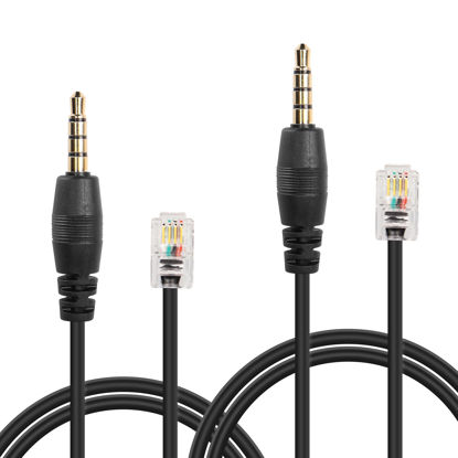 Picture of GINTOOYUN 2 Pcs RJ9 to 3.5mm Audio Jack Cisco Telephone Cable RJ9 4P4C to 3.5mm Audio Male Plug Fixed Cisco Telephone Cable for Fixing Telephone Sets,Earphones,etc(32.6Inch)