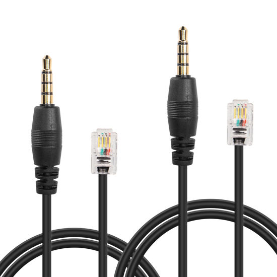 Picture of GINTOOYUN 2 Pcs RJ9 to 3.5mm Audio Jack Cisco Telephone Cable RJ9 4P4C to 3.5mm Audio Male Plug Fixed Cisco Telephone Cable for Fixing Telephone Sets,Earphones,etc(32.6Inch)