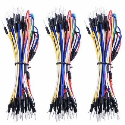 Picture of HiLetgo Pack of 3 Set 65pcs Assorted Multicoloured Solderless Wires Flexible Breadboard Jumper Wires Male to Male