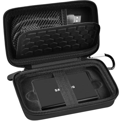 Picture of Case Compatible with Samsung T7/ T7 Touch Portable SSD 1TB 2TB 500GB USB 3.2 External Solid State Drive, Travel Carrying Storage Organizer Fits for USB Cables and More Accessories (Full Black)