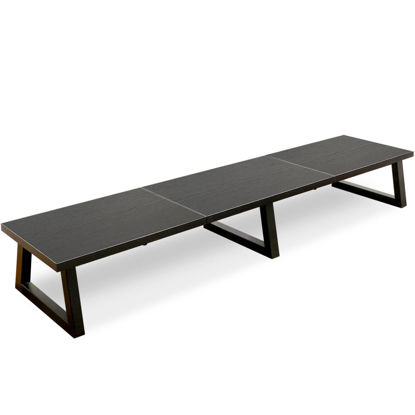 Picture of TEAMIX Black 42 inch Dual Monitor Riser,Wood and Steel Long Monitor Stand for 2 Monitors with Storage Large TV Riser Computer Laptop Stand for Desk Office Organization