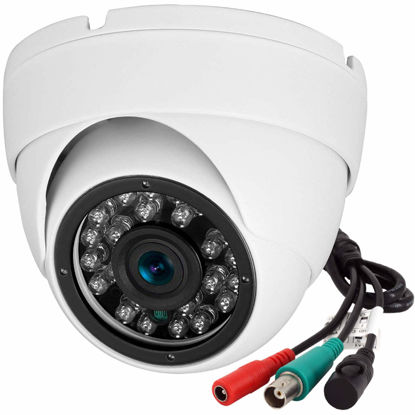 Picture of Analog CCTV Camera HD 1080P 4-in-1 (TVI/AHD/CVI/960H Analog) Security Dome Camera Outdoor Metal Housing, 24 IR-LEDs True Day & Night Monitoring 3.6mm Lens (White)