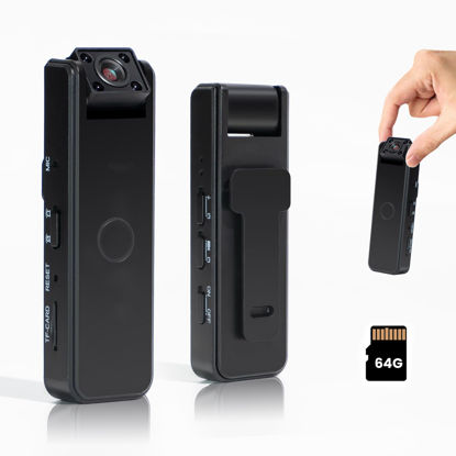 Picture of 【Upgraded】 Mini Body Camera, 1080P Body Cam with 180° Rotatable Lens with Motion Detection and Night Vision Body Camera with Audio and Video Recording for Daily Records Security Traveling Guard (64GB)