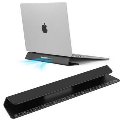 Picture of Psitek Laptop Cooling Stand Aluminium- Improved Cooling, Ergonomics, Stability, and Versatility - Compatible with MacBook and All Laptop, with Ruler