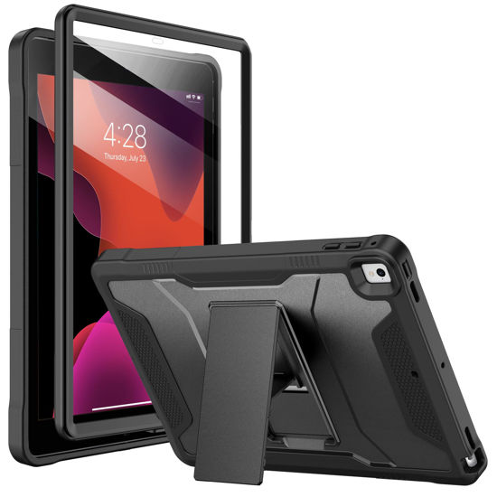 Picture of Soke Case for iPad 6th/5th Generation 9.7 Inch 2018/2017,with Built-in Screen Protector and Kickstand, Rugged Full-Body Heavy Duty Protective Cover for Apple iPad Air 2 /Pro 9.7 - Black