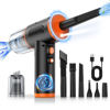Picture of Compressed Air Duster, 100000RPM Handheld Car Vacuum/Air Blower& Pump, 3 Gear Adjustable Electric Air Duster/Mini Vacuum Cleaner, Rechargeable Keyboard Duster with LED Light-10 Kits Air Blower for PC