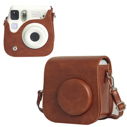 Picture of WOGOZAN Carrying Case for Fujifilm Instax Mini SE/7+/7s/7c Instant Film Camera, Protective Case PU Leather Case for Instax Mini SE Case with Adjustable Shoulder Strap (No Camera) - Brown