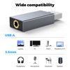 Picture of 2 Pack USB to 3.5mm Jack Audio Adapter, USB to Audio Aux Adapter External Stereo Sound Card, USB to 3.5mm TRRS Female Headset for PS4/PS5/Headphone/Mac/Linux/Laptop/Desktops/Docking Station