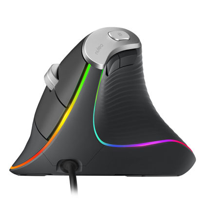 Picture of Nulea M504 Wired Vertical Mouse, USB Ergonomic Optical Mouse with 4 Adjustable DPI, 11 RGB Backlight Modes, Compatible for Laptop, PC, Desktop, Mac, Grey