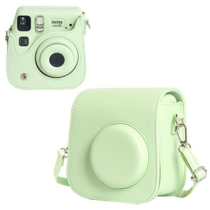 Picture of WOGOZAN Carrying Case for Fujifilm Instax Mini SE/7+/7s/7c Instant Film Camera, Protective Case PU Leather Case for Instax Mini SE Case with Adjustable Shoulder Strap (No Camera) - Green