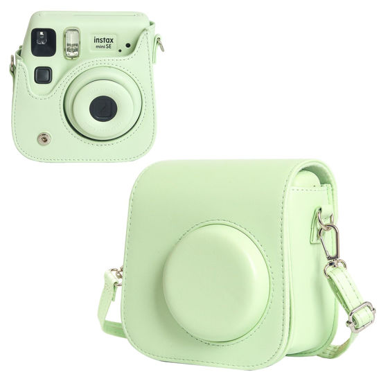 Picture of WOGOZAN Carrying Case for Fujifilm Instax Mini SE/7+/7s/7c Instant Film Camera, Protective Case PU Leather Case for Instax Mini SE Case with Adjustable Shoulder Strap (No Camera) - Green