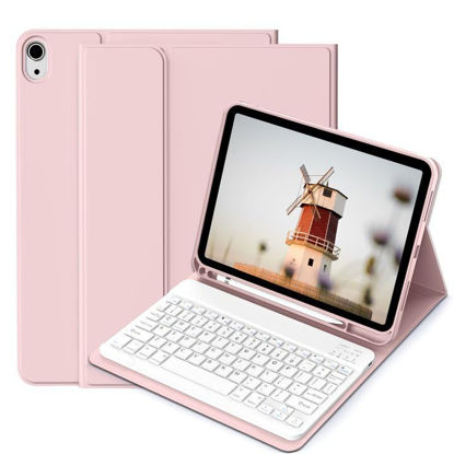 Picture of BQDIYOO Case for iPad 10th Generation with Keyboard, 10.9 inch iPad 10 case 2022 with Pencil Holder, Wireless Keyboard Case Slim Lightweight Soft Case Auto Wake Sleep, Pink