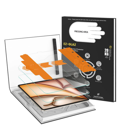 Picture of EZ-GLAZ-2 Pack Screen Protector for iPad Air 13 Inches (M2) 2024 with Easy Application Tray, 9H+ Glass Anti-Scratch, Compatible with Face ID Apple Pencil