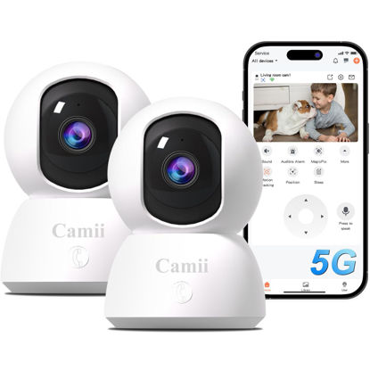 Picture of [5G & 2.4G] 2-Pack Indoor Security Cameras, 2K Cameras for Home Security with Night Vision, Baby/Dog/Pet/Elder Camera with Phone App, Auto Tracking, Human/Pet Detection, Cloud&SD Storage