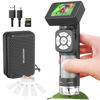 Picture of Andonstar AD112 Portable Pocket Microscope Kit for Kids and Adults with 2" LCD Screen, Mini Handheld Digital Microscope 500X with 8 Adjustable LED Lights, Windows PC Compatible, 32GB SD Card Included