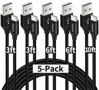 Picture of etguuds USB A to USB C Cable 5-Pack (3/3/6/6/10 ft), Fast Charging Type C Charger Cord for iPhone 16 15 Pro/Pro Max/Plus, for Samsung Galaxy S24 S23 S22 S21 S20 S10 A55 A54 Flip, Pixel, Moto G, Black