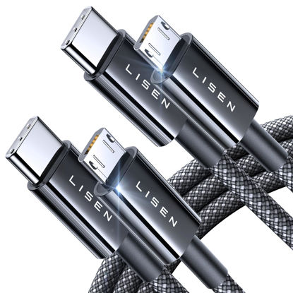 Picture of LISEN USB C to Micro USB Cable[3.3ft 2-Pack], Nylon Braided Micro USB Cable, Ps4 Controller Charger Cable, Micro USB Kindle Charger Cord, Fits PS4/Xbox One/Android Phone and Samsung S7 S6 S5
