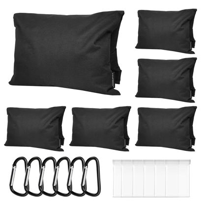 Picture of 6 Pack Sandbag Weight Bags for Photography, Foldable Handheld Storage Bag with Shoulder Strap, 15.5"x9.4" Heavy Duty Polyester Saddlebag/Beanbag/Tripod Weight Bag for Camera Tripod