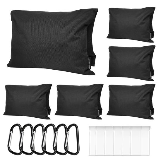 Picture of 6 Pack Sandbag Weight Bags for Photography, Foldable Handheld Storage Bag with Shoulder Strap, 15.5"x9.4" Heavy Duty Polyester Saddlebag/Beanbag/Tripod Weight Bag for Camera Tripod
