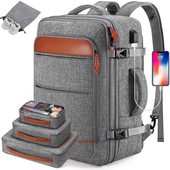 Picture of Bagsure Travel Backpack, 42L Carry on Luggage, Flight Approved Expandable Backpack, Laptop Backpack, Hidden Shoulder Straps Weekender Bags for Women Men, Suitcase with Packing Cubes and Shoe Pocket