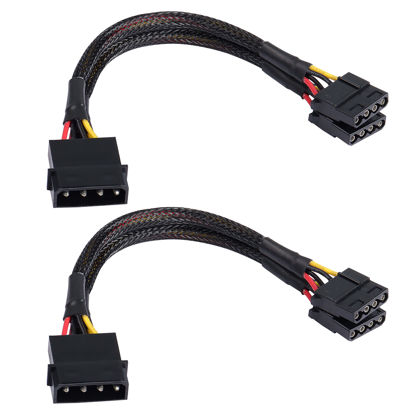 Picture of XMSJSIY 4 Pin IDE Y Splitter Adapter Connecter Cable 4 Pin IDE Male to Dual Female Power Supply Extension Cable-23cm/9inch 2 pcs