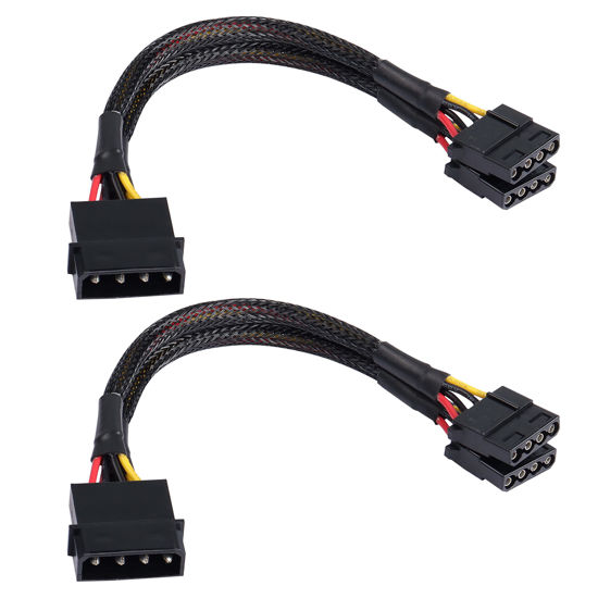 Picture of XMSJSIY 4 Pin IDE Y Splitter Adapter Connecter Cable 4 Pin IDE Male to Dual Female Power Supply Extension Cable-23cm/9inch 2 pcs