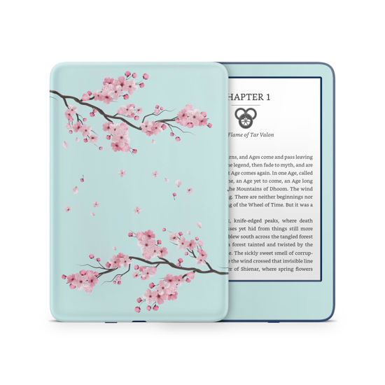 Picture of Tacky Design Cherry Blossom Skin for Kindle Skin Decal, Blue Flower Skin for Kindle Stickers, Premium Vinyl 3M Full Wrap for Kindle Cover, and for Kindle Wrap Skin for (Kindle (11th Gen, 2022))