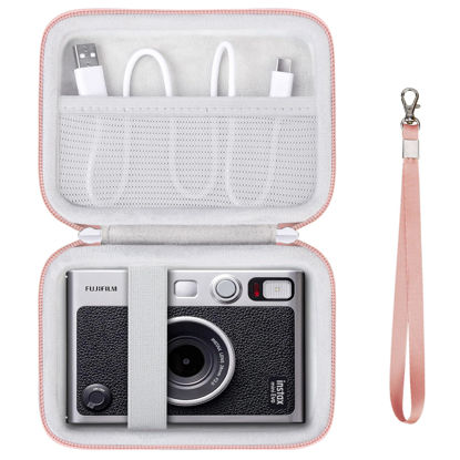 Picture of Supmay Hard Carrying Case for Fujifilm Instax Mini EVO Instant Camera, Instax Mini Printer Travel Storage Case with Mesh Pocket Can Store USB Cables, Film or Other Small Accessories, Rose Gold