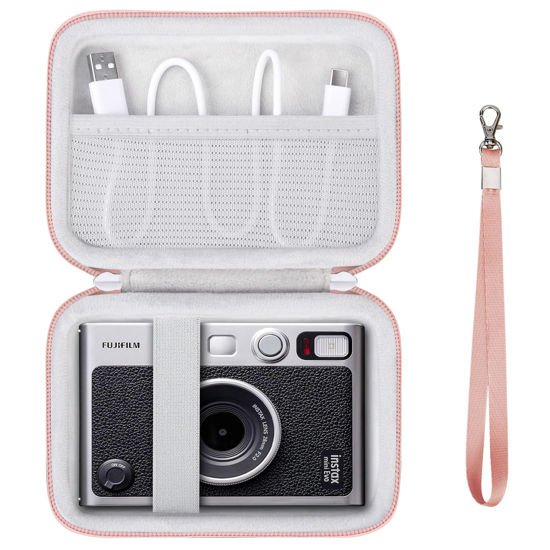 Picture of Supmay Hard Carrying Case for Fujifilm Instax Mini EVO Instant Camera, Instax Mini Printer Travel Storage Case with Mesh Pocket Can Store USB Cables, Film or Other Small Accessories, Rose Gold