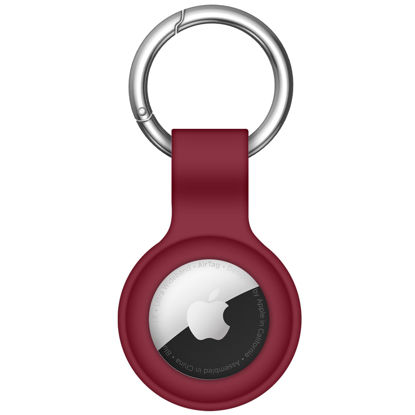 Picture of Linsaner Compatible with AirTag Case Keychain Air Tag Holder Silicone AirTags Key Ring Cases Tags Chain Apple AirTag GPS Item Finders Accessories，Wine Red