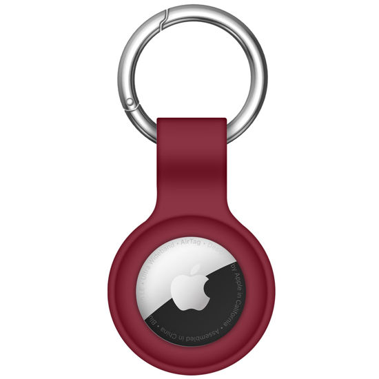 Picture of Linsaner Compatible with AirTag Case Keychain Air Tag Holder Silicone AirTags Key Ring Cases Tags Chain Apple AirTag GPS Item Finders Accessories，Wine Red