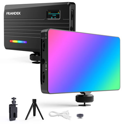 Picture of FRANDEK Portable Light for Photography, 4000mAh Rechargeable RGB On-Camera Video Lights 360°Full Color, LED Soft Video Conference Lighting Dimmable 2500K-9000K, Selfie Lighting for Live Streaming