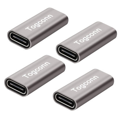 Picture of Togconn USB C Coupler 4 Pack, USB C Female to Female Connector, USB Type C Female to Female Extension Adapter Supports Fast Charging and Data Transfer Extension, up to 10GBbps