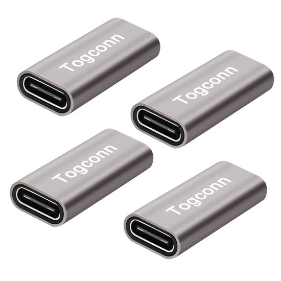Picture of Togconn USB C Coupler 4 Pack, USB C Female to Female Connector, USB Type C Female to Female Extension Adapter Supports Fast Charging and Data Transfer Extension, up to 10GBbps