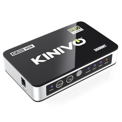 Picture of Kinivo HDMI Switch with Audio Extractor 360BNT (3 in one out, Toslink Optical Audio Port, SPDIF, 4K 60Hz, High Speed 18Gbps, IR Remote) - Compatible with Roku, PS5, Xbox, Apple TV, Dolby Digital/Atmos