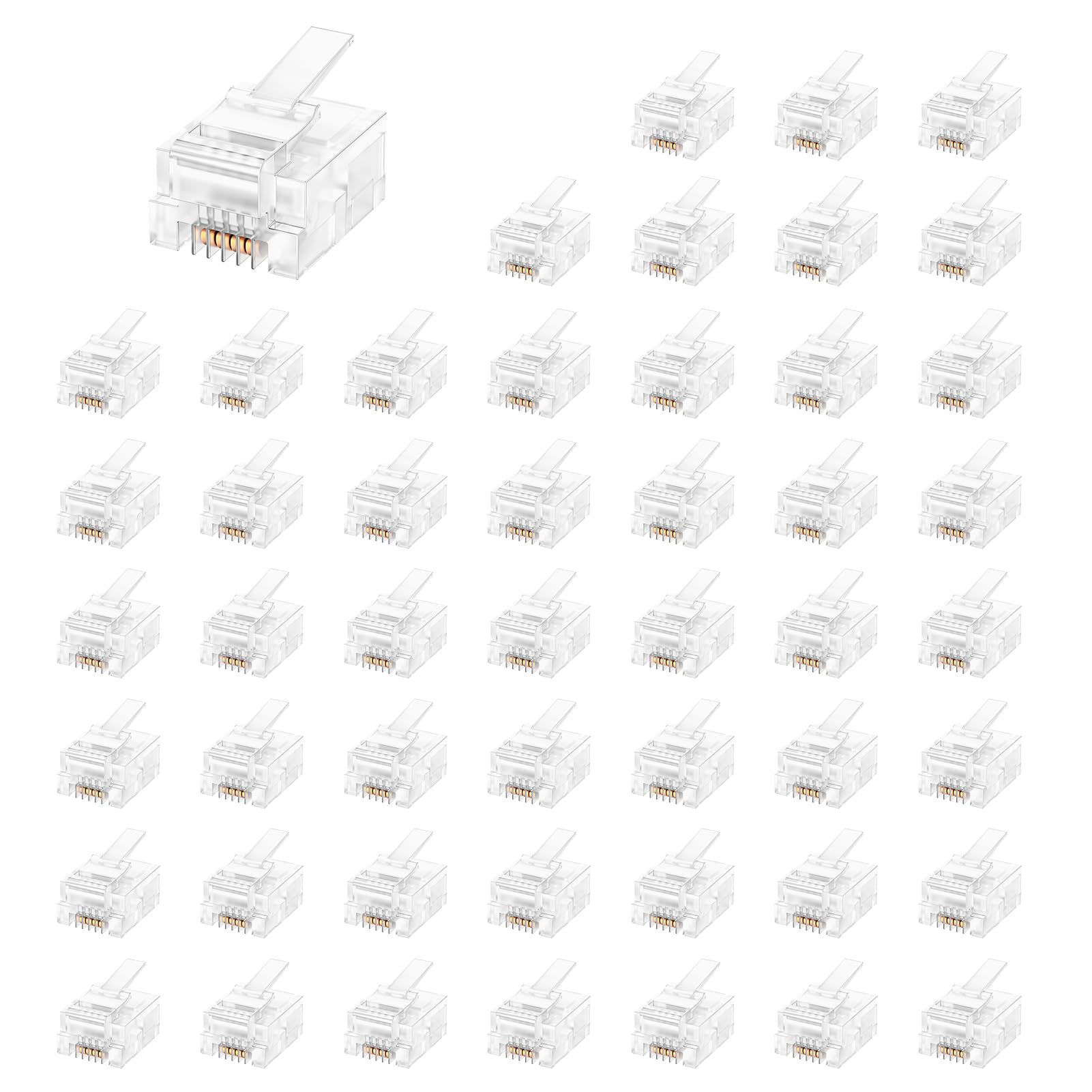 GetUSCart- Uvital 50 Pack RJ11 6P4C Plug, Telephone Handset Flat Cord ...