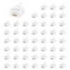 Picture of Uvital 50 Pack RJ11 6P4C Plug, Telephone Handset Flat Cord Cable Modular Plug Connector Phone Jack Adapter Crimp End Crimper Clear Plastic Transparent Color