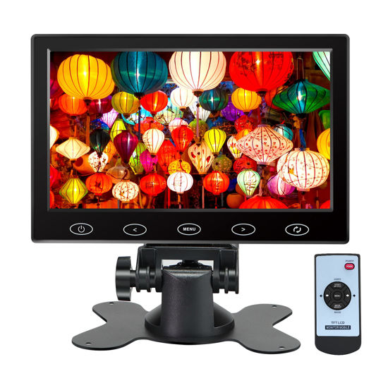Picture of WHOLEV Security Monitor 7" CCTV Monitor 1024x600 FHD with Remote Control, PC Monitor with VGA HDMI BNC AV USB Input, Built-in Speaker 178° Wide Angle for Raspberry Pi Game Computer Monitor