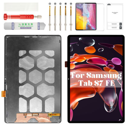 Picture of for Samsung Tab S7 FE Screen Replacement for Samsung Galaxy Tab S7 Fe LCD Digitizer Repair for Samsung SM-T733 Screen Replacement Display Touch Assembly Kits Black SM-T730 12.4"