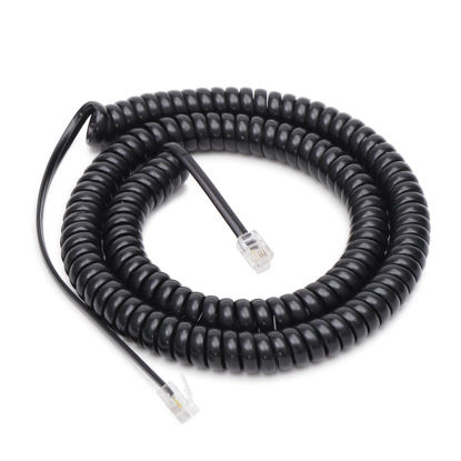 Picture of Uvital 1 Pack 25FT Black Extra Long Phone Handset Cord(Coiled Length 3FT), Phone Cord for Landline, RJ9 Telephone Cords for Landline Phones, Phone Handset Cord, Phone Cable for Yealink SIP Phone