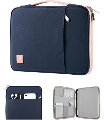 Picture of Dadanism 9-11" Tablet Sleeve Organizer Carrying Case with Handle for iPad 10th Gen 10.9", iPad 9/8/7th 10.2, iPad Air 11", iPad Pro 11", iPad Air5/4 10.9, Galaxy Tab A9+ Plus 11", Indigo & Pink