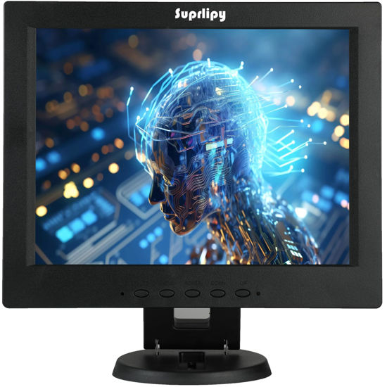 Picture of Suprlipy 12 Inch TFT LCD Security CCTV Monitor 800x600 4:3 Resolution Color Display Screen Support HDMI/VGA/AV/BNC/MIC USB Ports with Remote Control Built-in LounSpeakers for Surveillance Camera