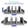 Picture of TEFONIA Vertical Laptop Stand Holder 5 Slots, Aluminum Space-Saving Laptop Holder, Adjustable Size Dock Tabletop Desk Organizer 3 Slot + 2 for Apple MacBook/Surface/PC/Tablet/iPad/iPhone (Space Gray)