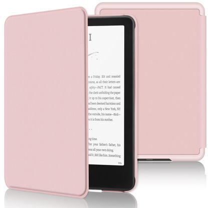 Picture of aMZCaSE Case for Kindle Paperwhite 7 inch (12th Genalation 2024 Release) & Kindle Colorsoft Signature Edition,All New Slim Durable PU Case with Smart Sleep/Wake for Kindle Paperwhite 2024,Light Pink
