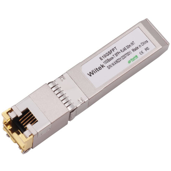 Picture of Wiitek 10G SFP+ to RJ45 Copper Modules, 1.25G/2.5G/5G/10GBase-T Ethernet Copper to SFP+ Transceiver Compatible for Intel E10GSFPT(Cat 6a/7 or Better, 30-Meter)