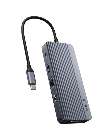 Picture of Anker 10-in-1 USB C Hub, Dual-Display USB-C Docking Station, 4K@30Hz HDMI Display, 1080p VGA, 100W Power Delivery, 5 Gbps USB-C and USB-A Data Ports, for MacBook, Lenovo, Dell XPS, HP Laptops,and More