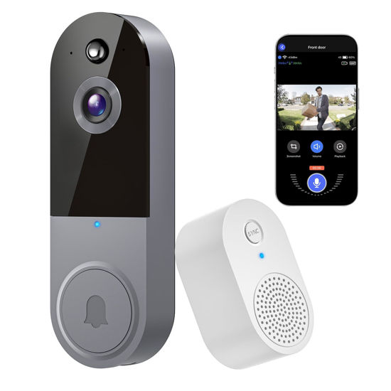 Picture of Lunelyx 1080P Video Doorbell Camera, Wireless Indoor/Outdoor Surveillance Camera, Cloud Storage, 2.4G WiFi Only, AI Human Detection, Instant Alert, Night Vision, Two Way Audio (Silver)