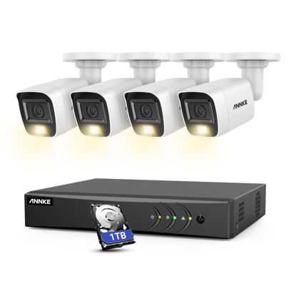 Picture of ANNKE 8CH 3K Security Camera System, 3K Lite Surveillance DVR, 4x 3K 5MP 2960*1665 CCTV Cams with Audio, Dual Light, Built-in Mic, AI Human/Vehicle Detection, IP67, Color Night Vision, 1TB Hard Drive