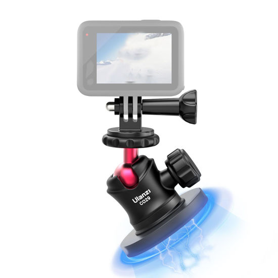 Picture of ULANZI Magnetic Camera Mount for Action Camera, Strong Magnetic Mount with 360° Rotation Ball Head and Built-in 6 Magnets, Compatible with Hero 13/12/11/10/9/8/7/6, DJI OSMO Action, Insta360
